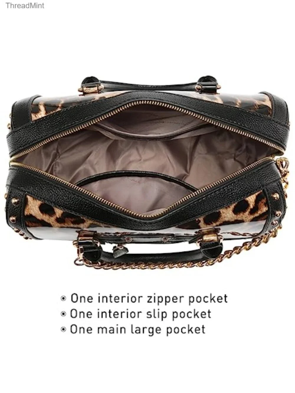 Shiny Patent Faux Leather Barrel Satchel Bag with Rivet Decoration Top Handle